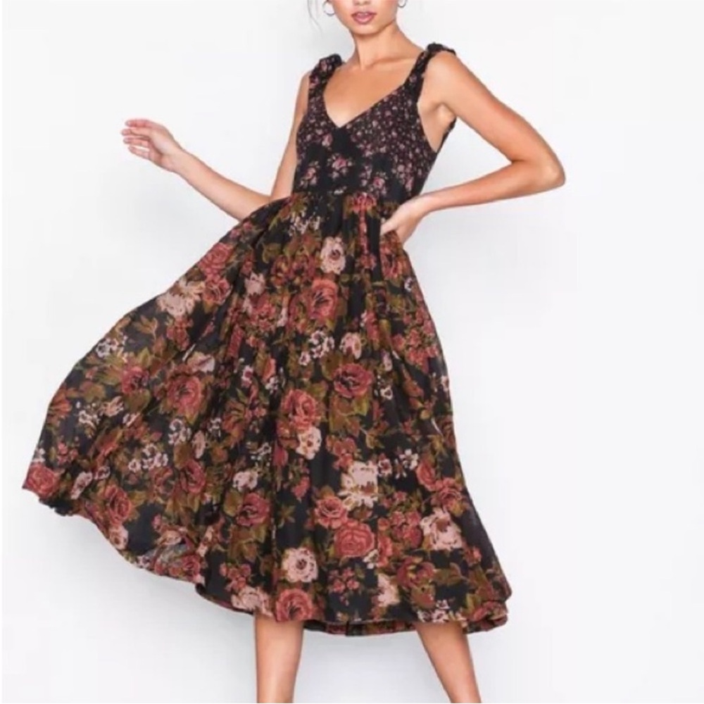 Floral Black Dress